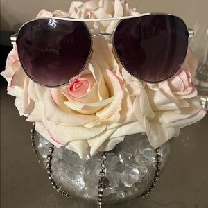 Stylish TAHAR Silver & White Aviator Sunglasses